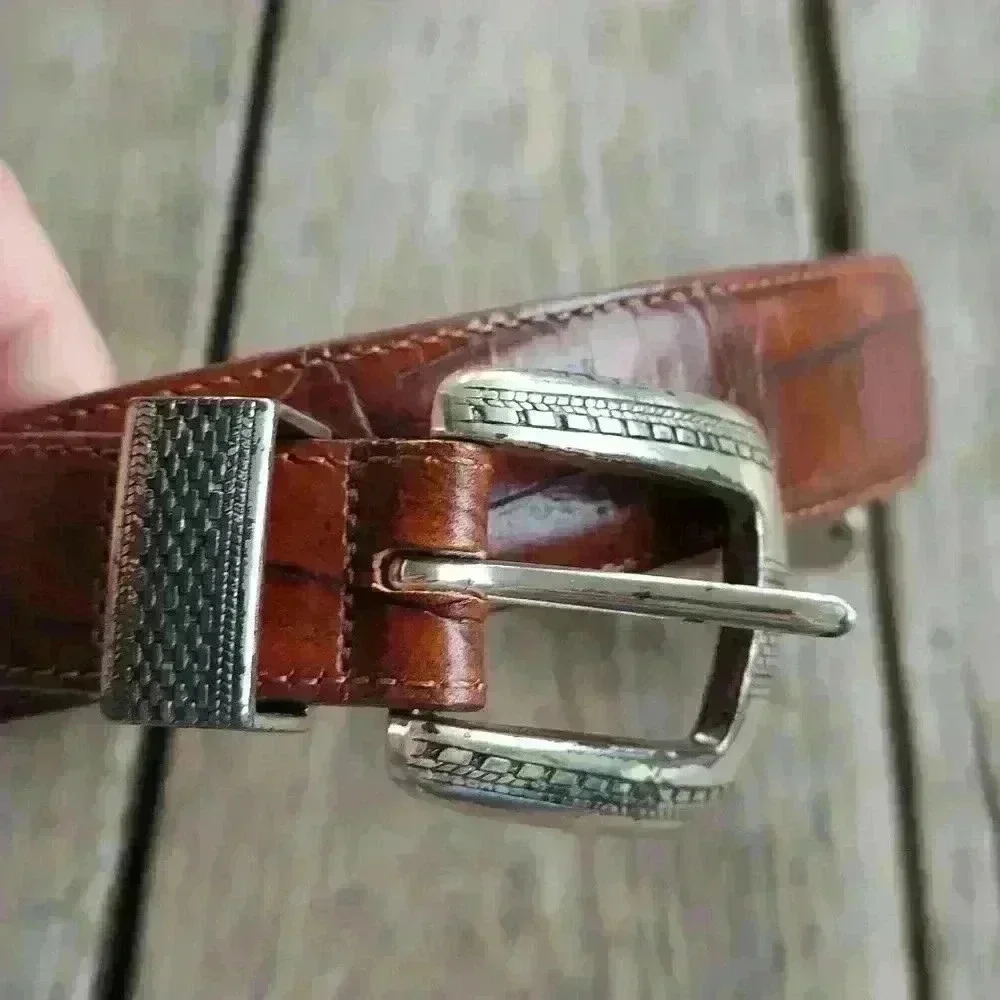 Vintage 1993 ONYX by Brighton Leather Belt With Silver Tip